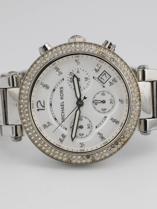 Michael Kors MK-5335 Chronograph Quartz Analog Women\'s Watch New Battery